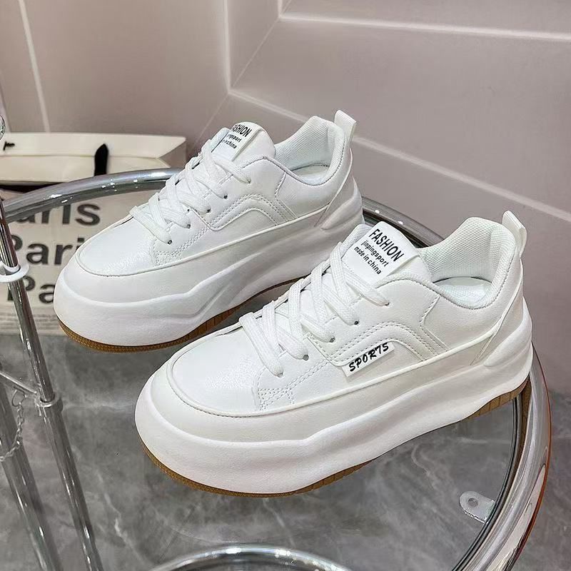 增高小白鞋女春夏厚底运动松糕鞋网面透气休闲老爹鞋