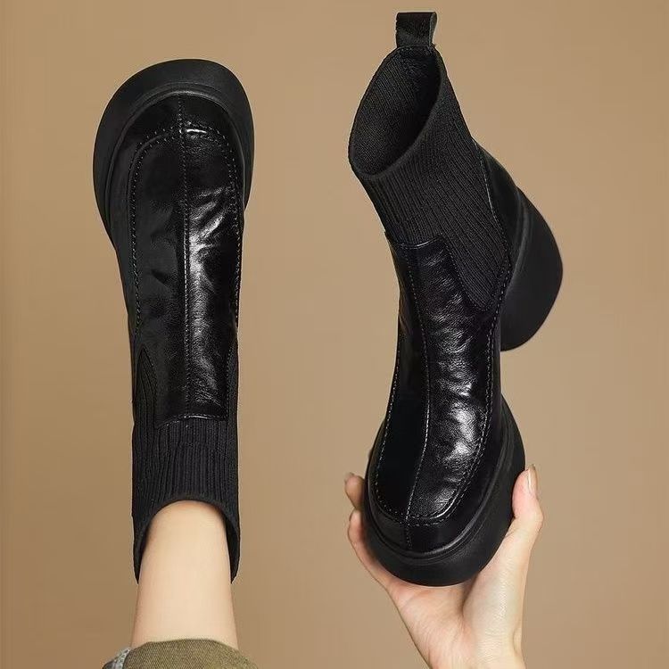 马丁靴女2025秋冬新款切尔西休闲短靴英伦风厚底时尚加绒女靴