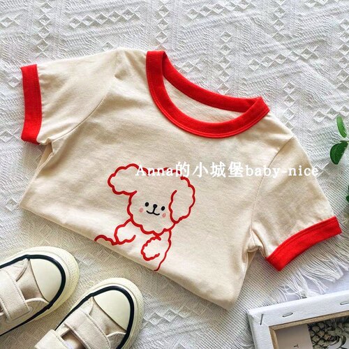 夏装短袖可爱圆领童装女童纯棉