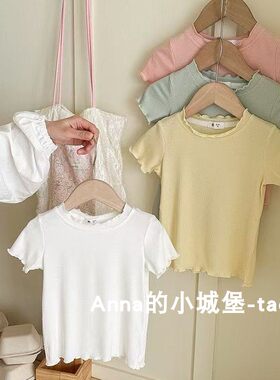 夏季凉感莫代尔女童糖果色T恤