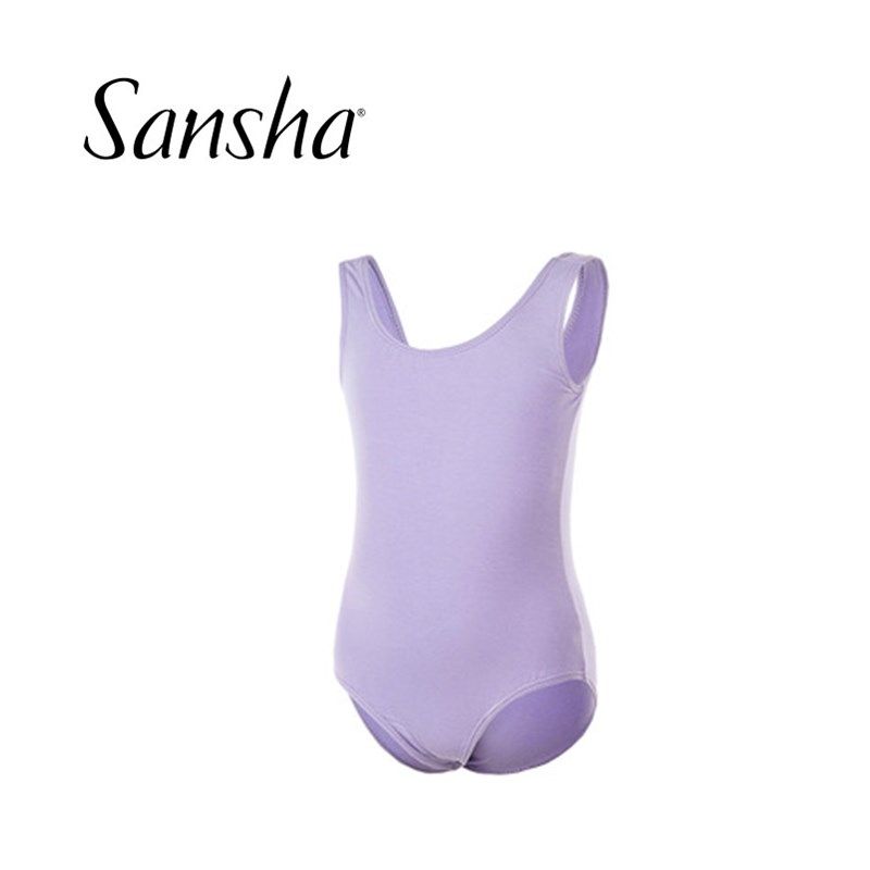 Sansha/三沙女童芭蕾舞蹈服 圆领背心连体练功服内衬中国舞蹈服