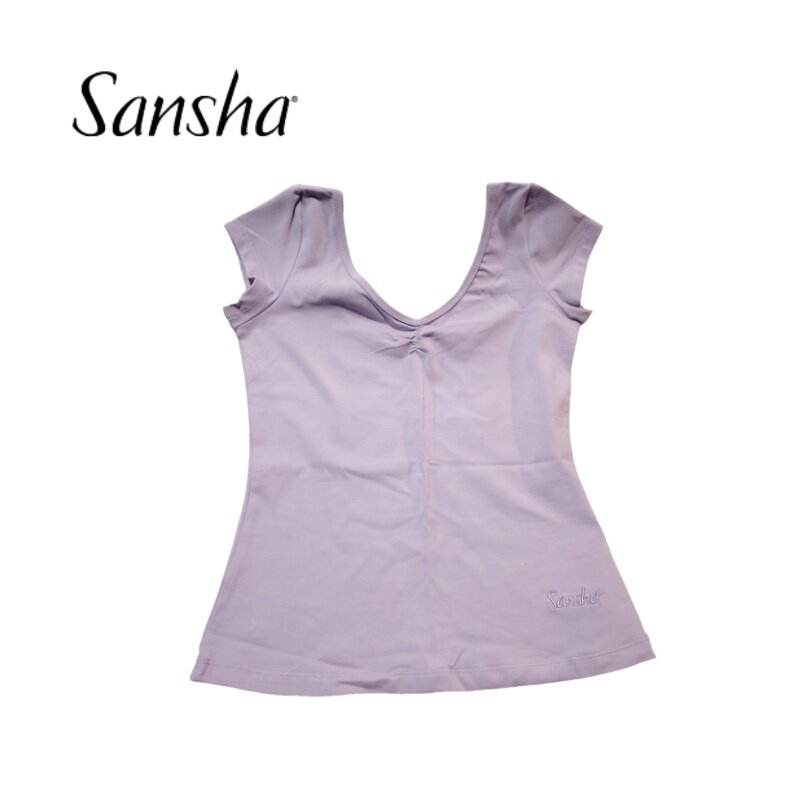 sansha三沙芭蕾舞练功服考级成人教师上衣短袖女舞蹈服形体服套装