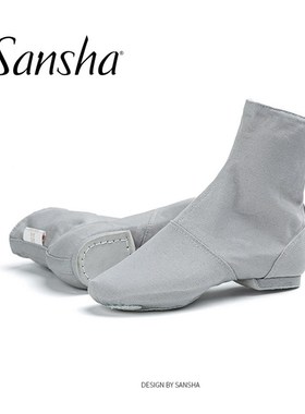 Sansha/三沙爵士舞靴高筒帆布面牛二层底现代舞蹈鞋 爵士舞靴JB6C