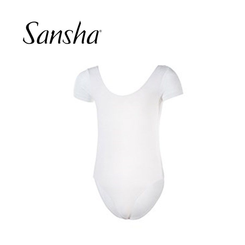 Sansha/三沙儿童舞蹈练功服短袖芭蕾舞 连体演出服女童舞蹈服