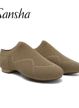sansha/三沙芭蕾舞教师鞋 爵士舞鞋软底飞织面透气现代舞鞋JS901K