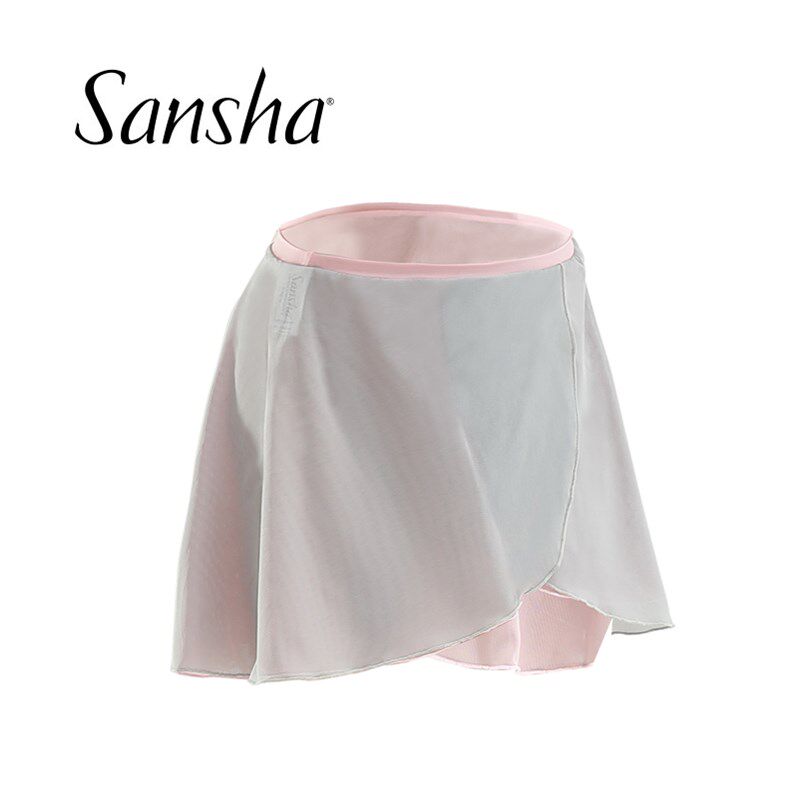 Sansha/三沙芭蕾舞裙少女 网纱半身裙双层双色两穿舞蹈练功短裙
