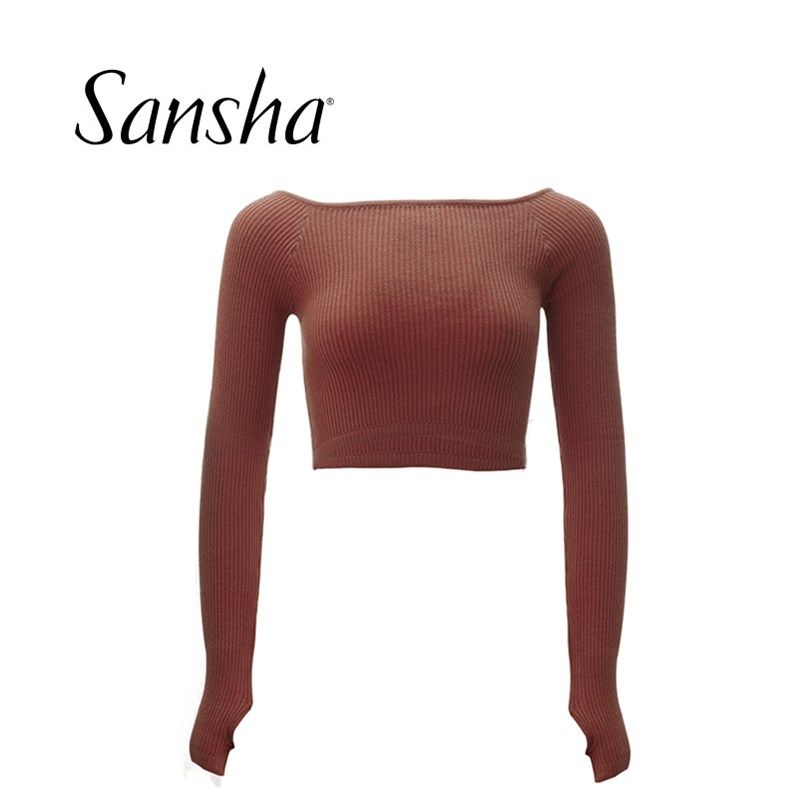 Sansha/三沙芭蕾舞秋冬练功外套舞蹈保暖上衣女 竖罗纹高弹针织服