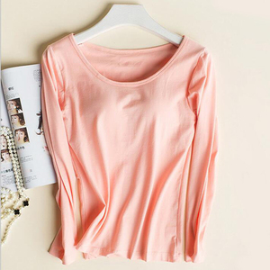 【不计成本 断码清仓】莫代尔带胸垫长袖文胸t恤一体式内衣纯棉中