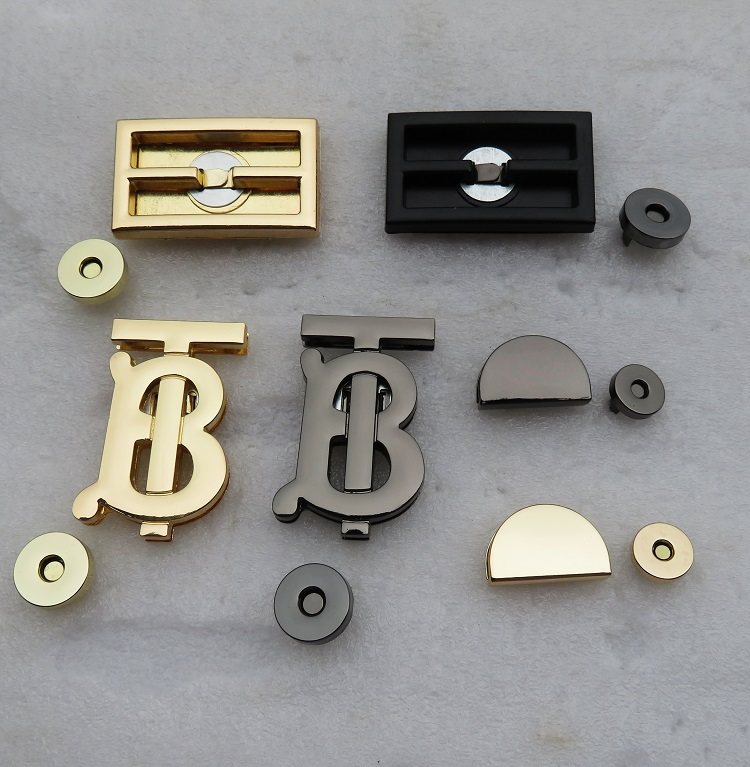 王字半圆包盖装饰扣黑色包diy饰品配件磁钮吸扣锁扣五金b字日字形