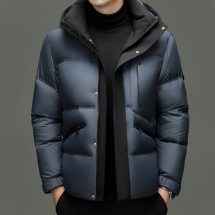 哥宾尼90白鸭绒冬季商务短款羽绒服男士连帽加厚保暖面包服外套潮