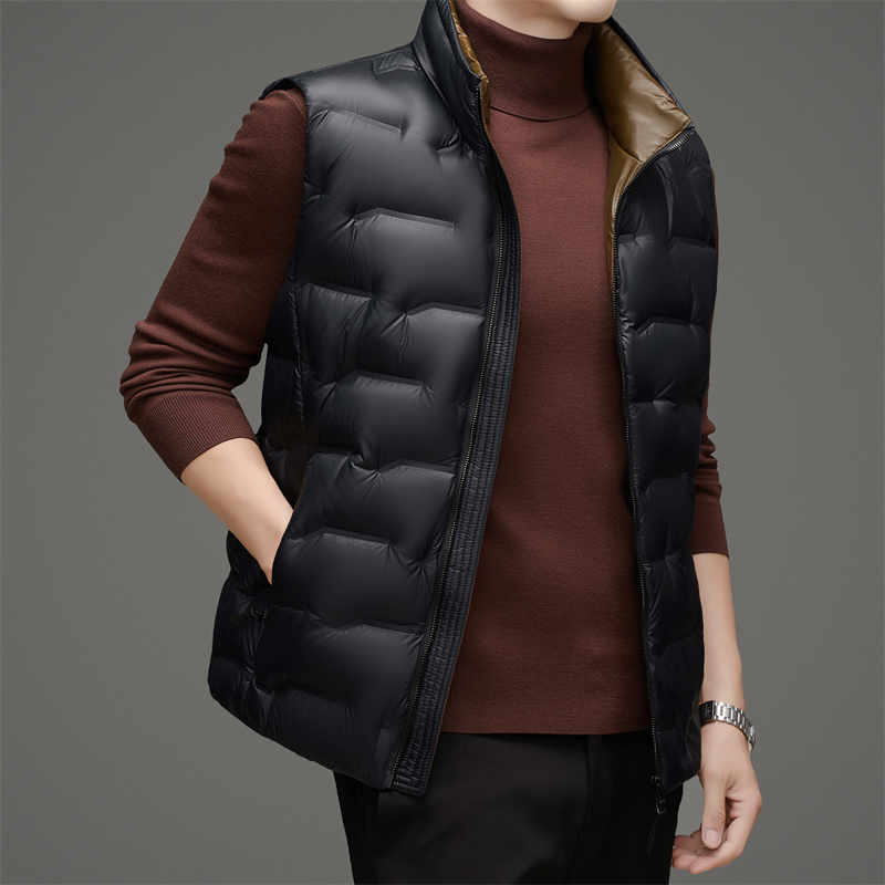 国标90鸭绒男士立领保暖马甲