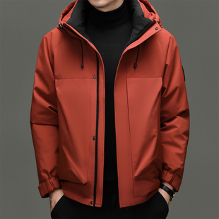 哥宾尼新款男装连帽羽绒服时尚休闲百搭白鸭绒保暖冲锋衣休闲外套