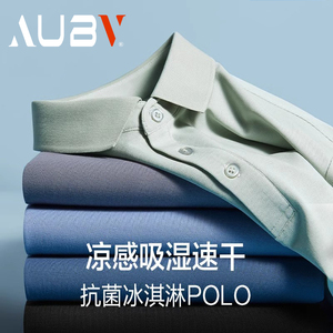 AUBV高端男士装短袖polo衬衫夏天季凉感2024新款宽松大码商务t恤