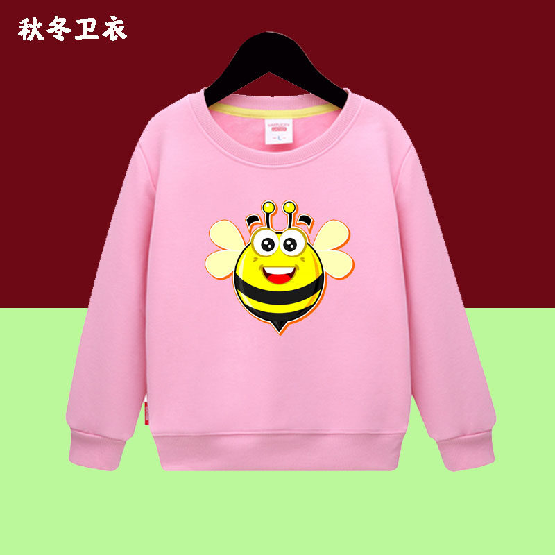 儿童红色上衣卡通小蜜蜂图案童装加绒卫衣 女童男童外套宝宝班服