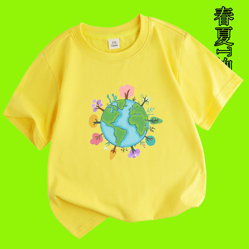 保护地球人人有责1儿童2年级3女孩4短袖T恤衫5表演6衣服7岁男童装