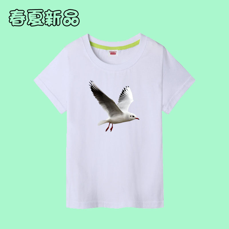鸽子动物纯棉短袖儿童装学生幼儿园女孩男童半截袖亲子装T恤衫夏