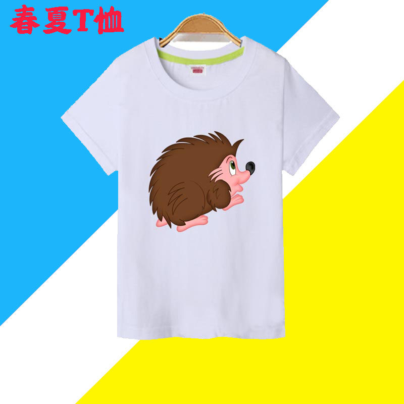 儿童短袖T恤纯棉可爱刺猬卡通班服女男宝宝小童上衣长袖夏季衣服