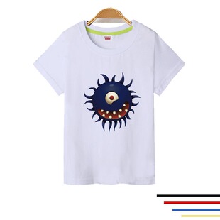 男女童新款夏天圆领宝宝短袖t恤打底衫儿童新潮印花病毒图案上衣