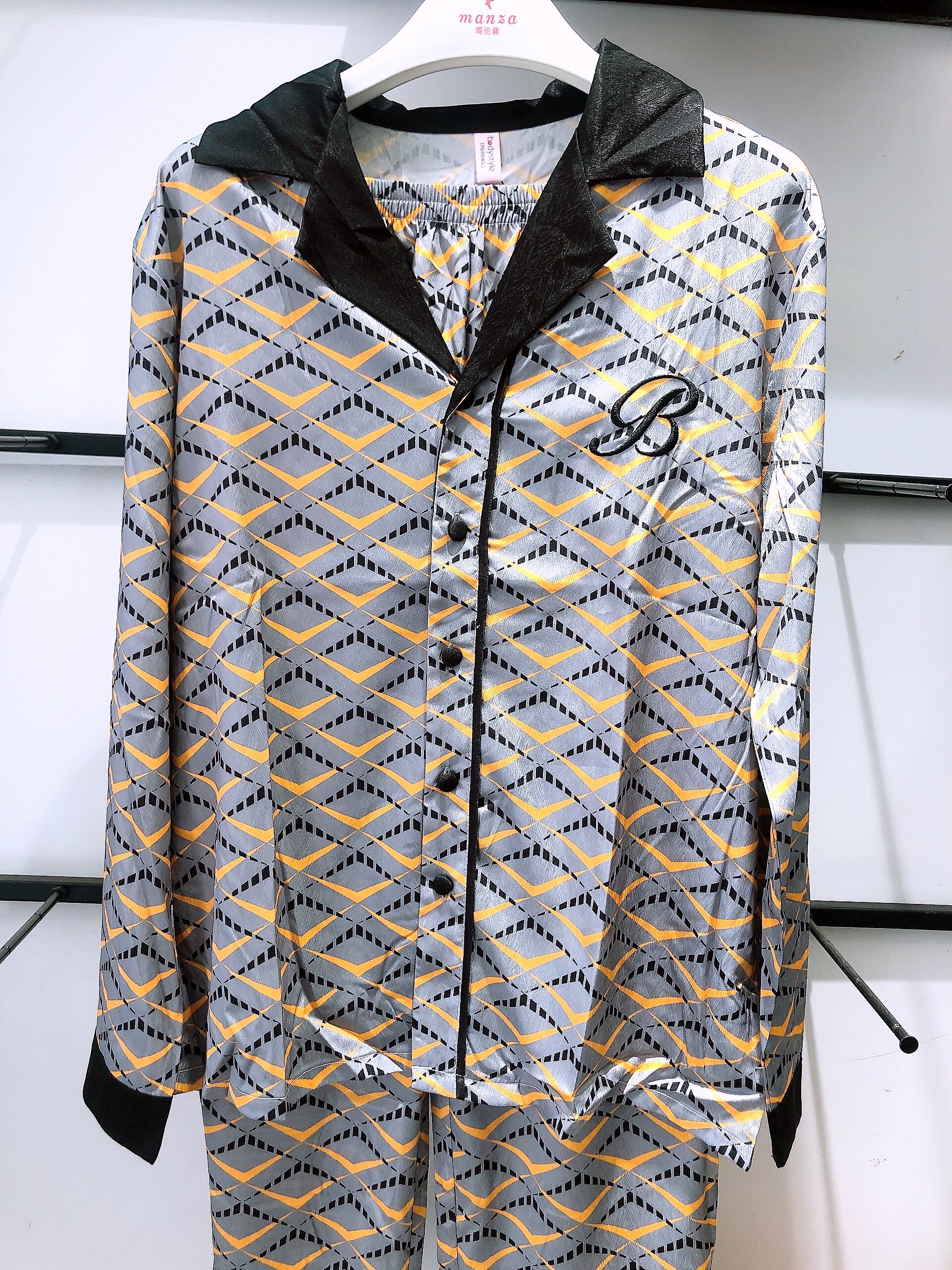布迪设计摩登都市男款长袖长裤春秋款丝绸套装家居服BNBJH113