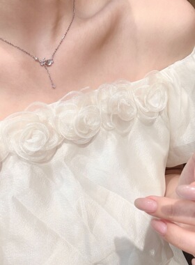 s925纯银天然水沫玉点钻蝴蝶项链女小众极简轻奢甜美风仙女锁骨链