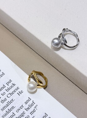 2026新款施家珍珠电镀不规则镂空戒指女时尚气质小众设计百搭指环