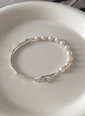 2026新款s925纯银天然淡水珍珠半手镯女小众设计时尚轻奢手环手饰