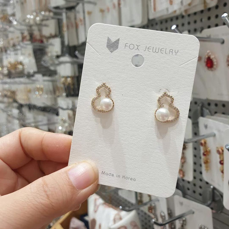 韩国东大门进口代购耳饰简约百搭水钻珍珠耳钉个性小葫芦耳坠耳环