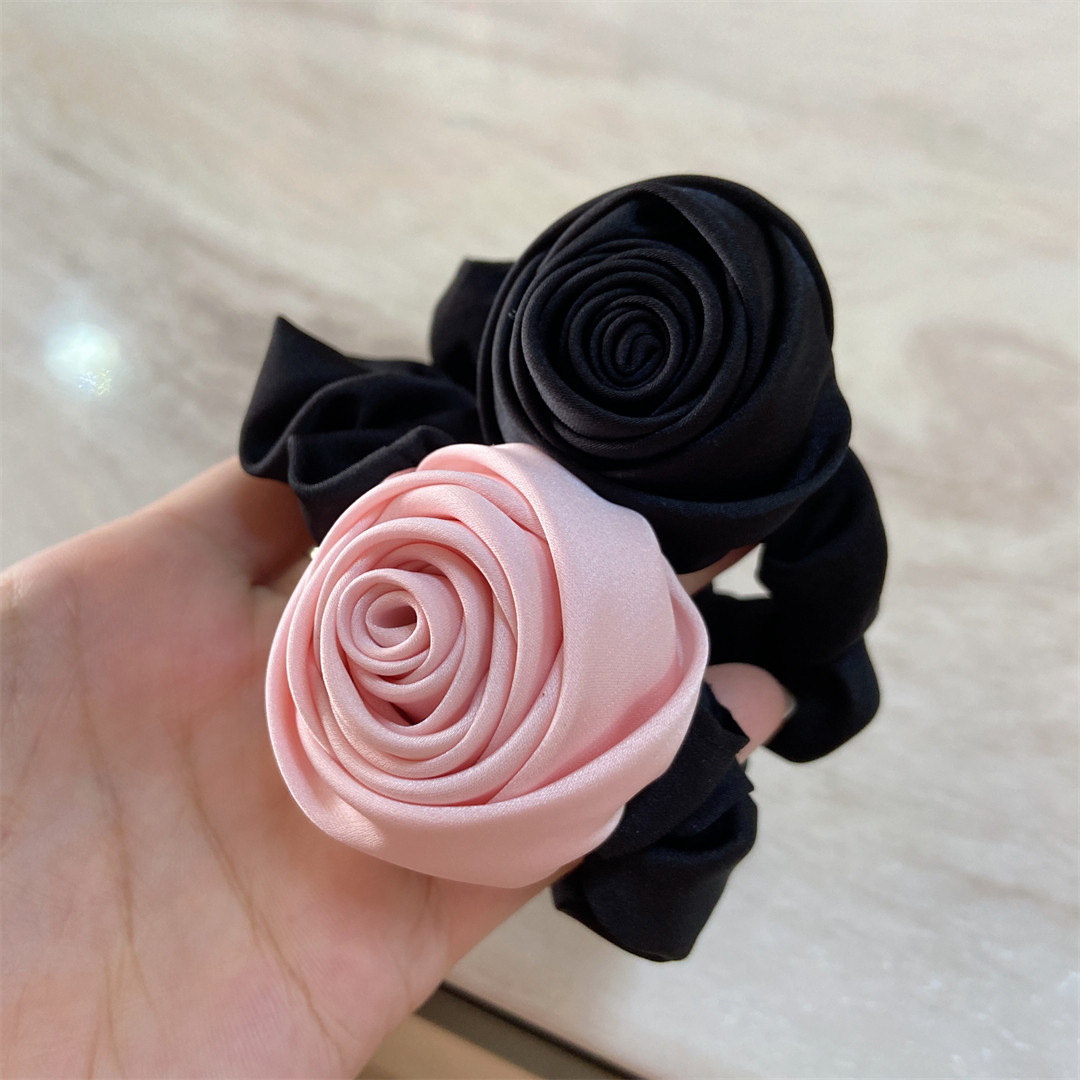 仿真手工玫瑰花布艺发圈发绳