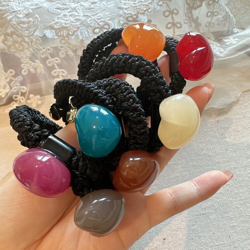 新款糖果心形扎发发圈粗头绳马尾发圈扎丸子头高弹力皮筋发绳