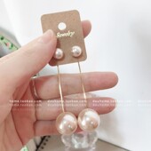 韩国进口气质大小珍珠超仙前后耳堵纯银针耳钉长款 珍珠耳坠耳环女