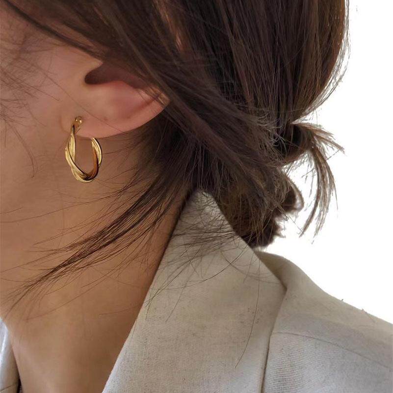韩国东大门进口代购耳饰简约百搭麻花股耳环个性耳圈圆环耳钉耳坠
