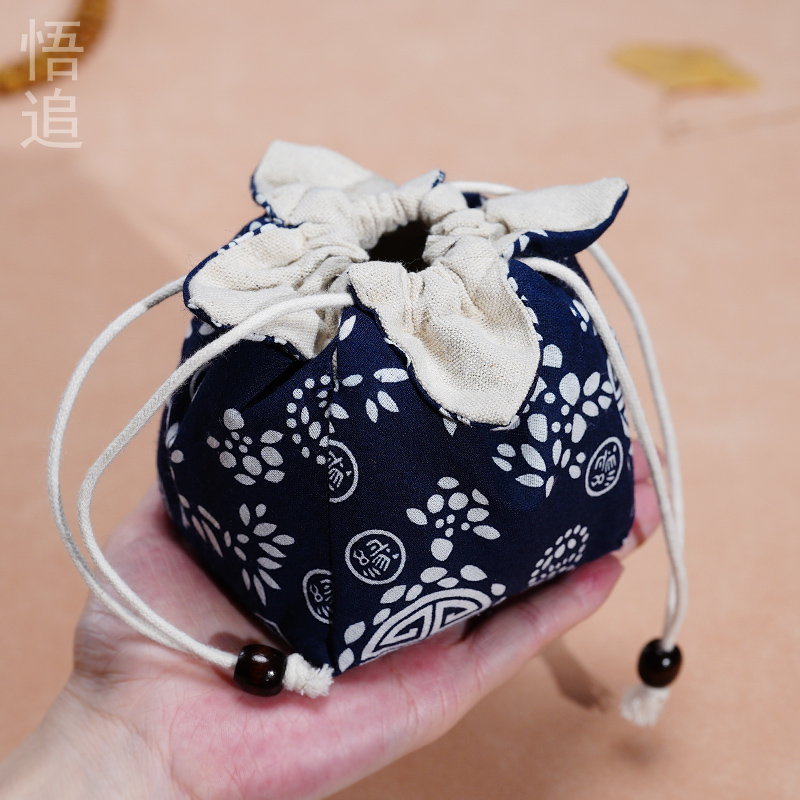 悟追棉麻加厚茶杯主人杯收纳布袋子茶具便携包装袋珠宝首饰文玩包