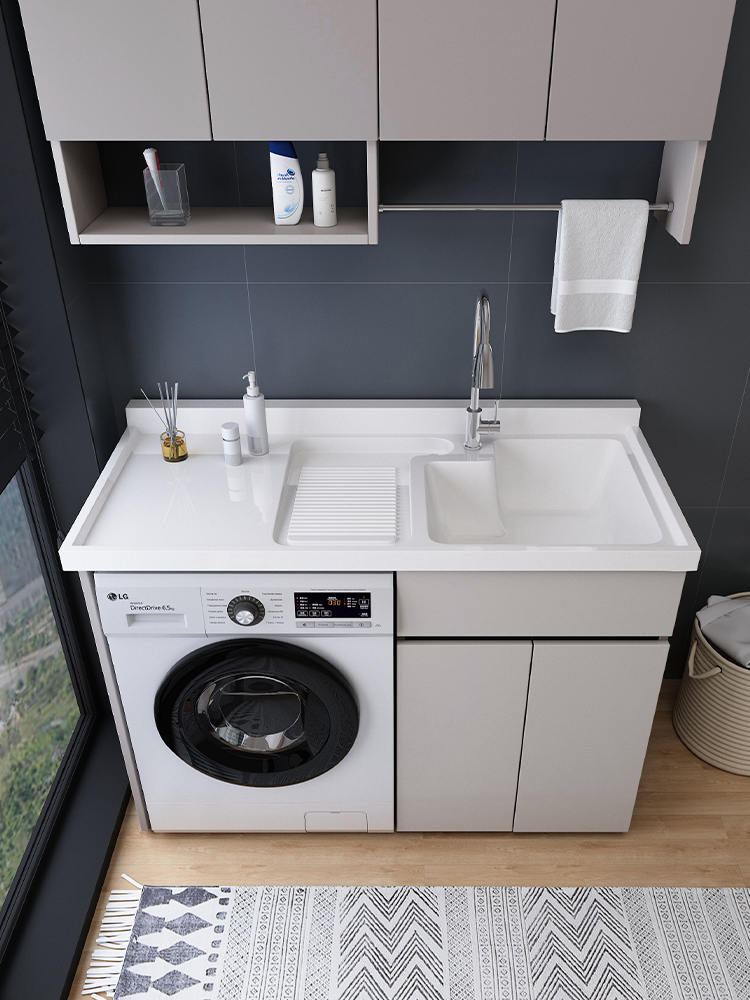 整板蜂窝铝阳台洗衣机一体柜组合洗衣机伴侣洗衣台洗衣池切角定制