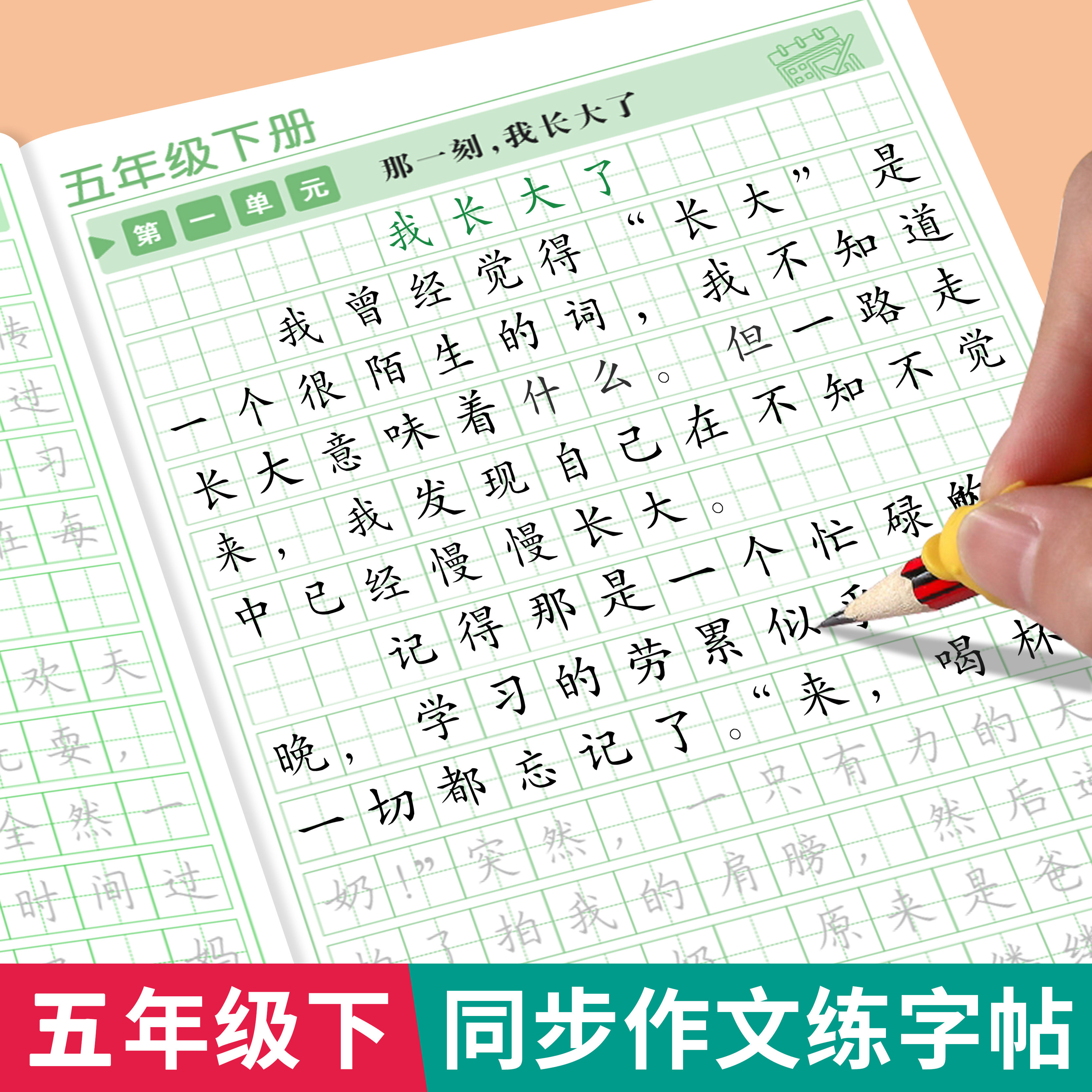 2026新版 五年级下册同步作文字帖 小学满分作文字帖五上语文高分作文练字帖每日一练好词好句优美句子积累练习钢笔硬笔书法练字本,书籍/杂志/报纸,练字本/练字板,淘宝优惠券,粉丝福利购,淘宝优惠卷
