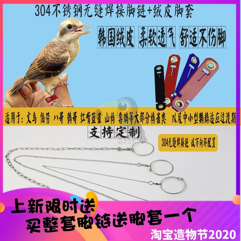 八哥鹩哥伯劳画眉喜鹊山鸦蜡嘴脚链脚套/脚环/皮脚套/不伤脚脚链