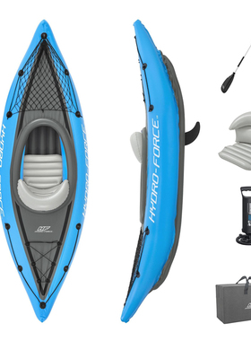 Bestway单人皮划艇充气船双人冲锋舟钓鱼船橡皮艇折叠独木舟加厚