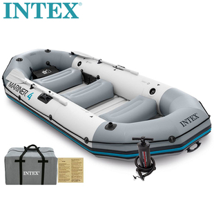正品lNTEX-68376专业水手4人充气船钓鱼船皮划艇硬底龙骨结构加厚