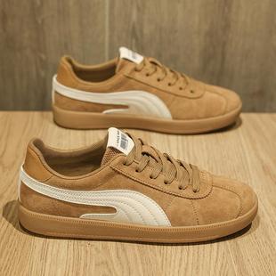 男款鞋子男鞋2025新款春秋款休闲运动磨砂反绒高级感春款德训板鞋