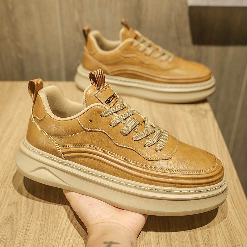 男鞋秋冬款休闲鞋子百搭潮鞋厚底增高工装板鞋痞帅皮鞋男款年轻人