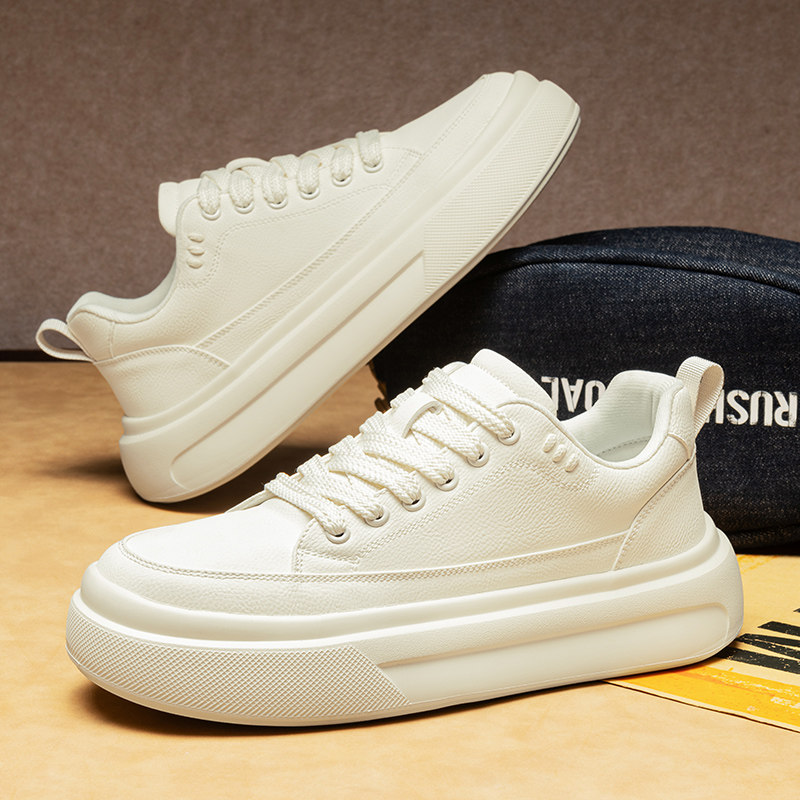 男士商务风通勤小白鞋子男鞋春秋款2026新款网红爆款白色休闲板鞋