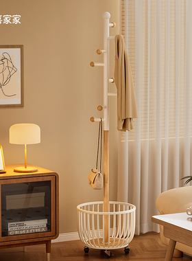 衣帽架可移动脏衣篓置物架家用室内入户落地次净衣服架卧室挂衣架