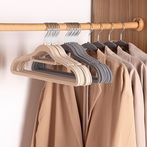 喜家家防滑无痕衣架家用宿舍收纳整理衣撑子20支装植绒衣架B