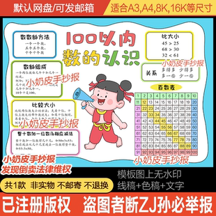 100以内数的认识思维导图手抄报一年级数学下第三单元数学小报