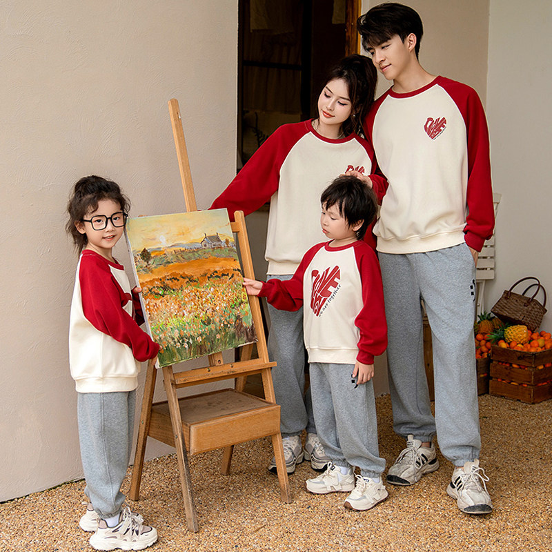 亲子装一家三口四口运动卫衣秋装