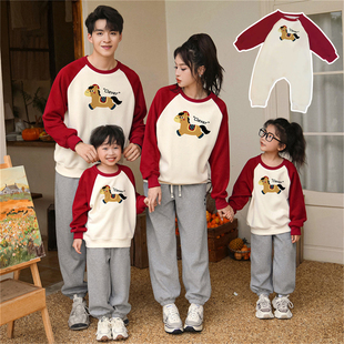 亲子装秋冬插肩长袖卫衣2025新款全家福一家三四口家庭套装表演服