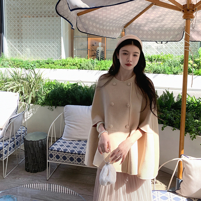 渔小平 杜桑 全羊毛双面呢大衣2025秋冬斗篷毛呢外套女高级感披肩