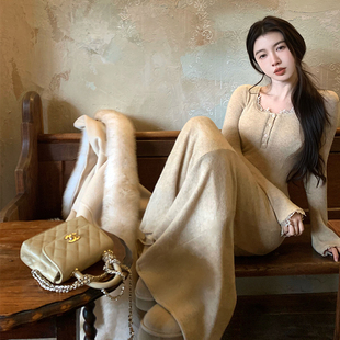 渔小平 羊毛针织加绒弹力内搭打底连衣裙收腰显瘦鱼尾长裙 美人鱼