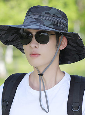钓鱼遮阳帽男防晒户外夏季渔夫帽