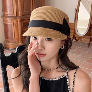 新款大蝴蝶结网红马术帽女春夏季休闲百搭鸭舌帽户外出游太阳帽潮