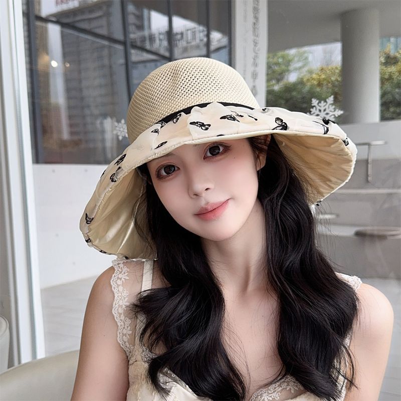 2025新款防晒帽超仙女士夏季镂空透气渔夫帽可折叠大檐防晒盆帽